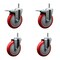 Service Caster 5'' Red Poly Wheel Swivel 7/16'' Stem Caster Set 2 Total Lock Brake, 4PK SCC-GRTTL20S514-PPUB-RED-716138-2-S2 - alternate 1